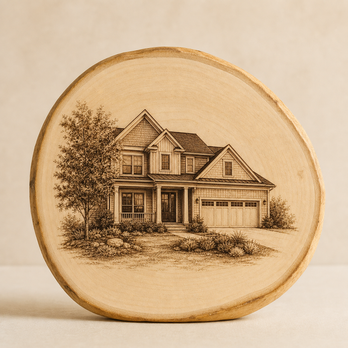 Personalized house photo laser engraving gifts by Evervain Studio