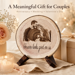 Personalized couple wood slice gift scene for anniversary wedding or Valentine's Day