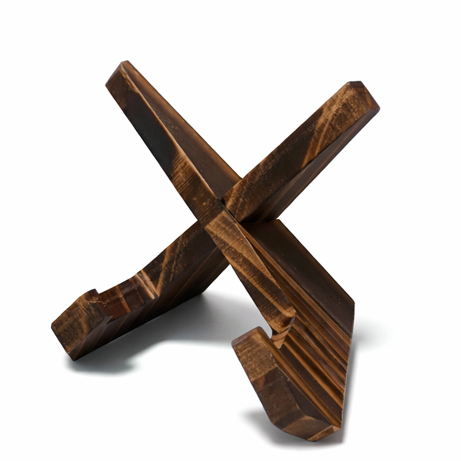 Premium dark X stand option for displaying the engraved wood slice