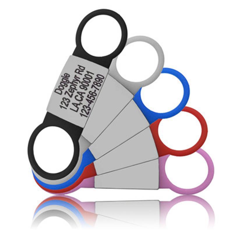 Silicone Pet ID Tag with Stainless Steel Center Plate