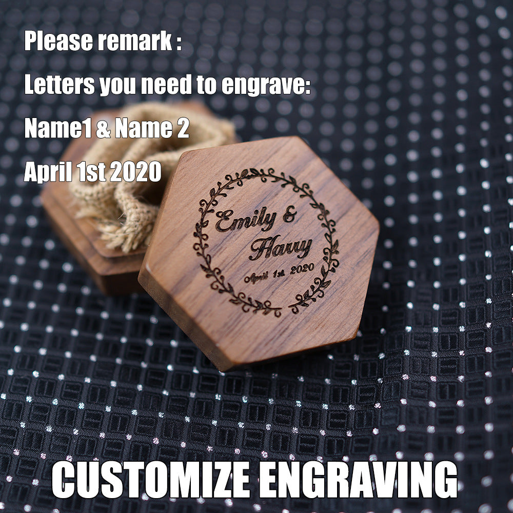 Handmade Black Walnut Ring Box | Custom Laser Engraving
