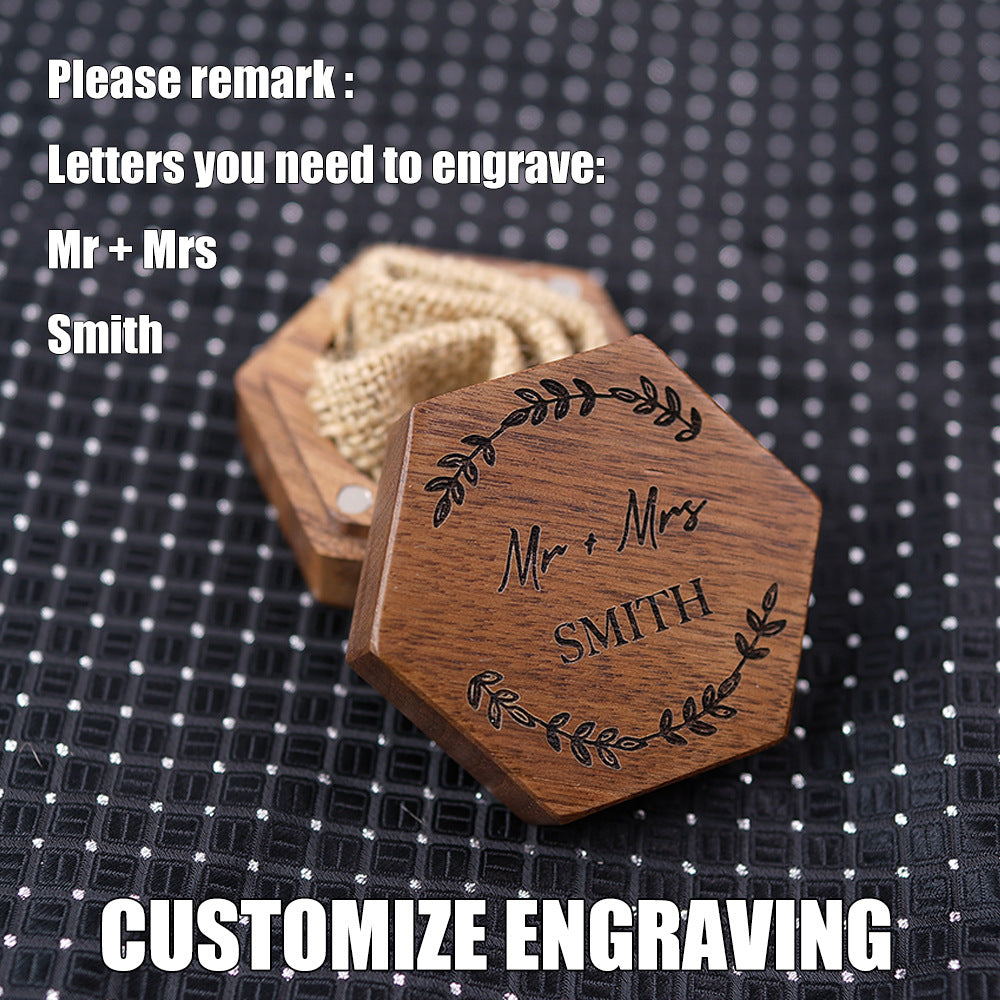 Handmade Black Walnut Ring Box | Custom Laser Engraving