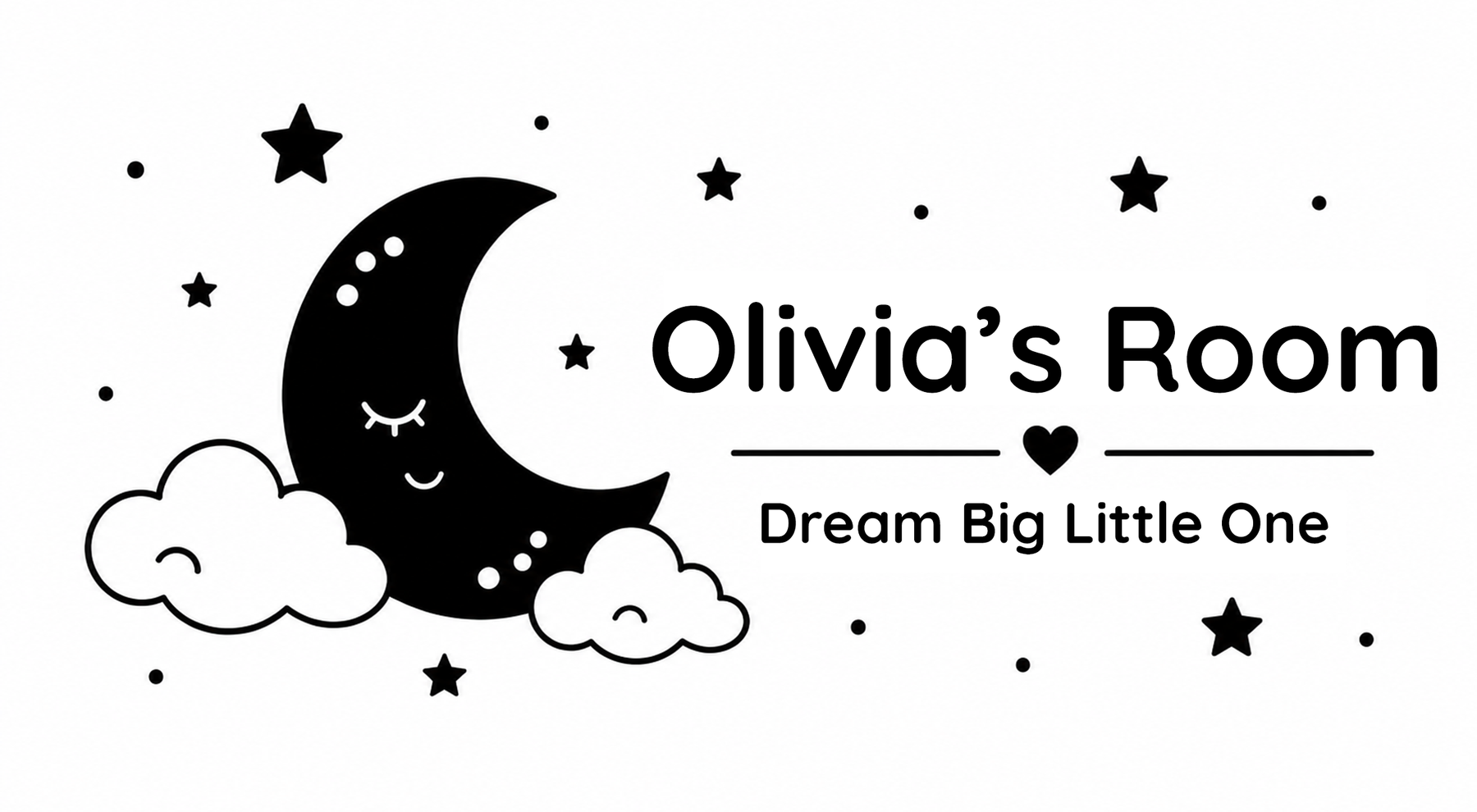 Moon artwork theme for personalized kids room sign