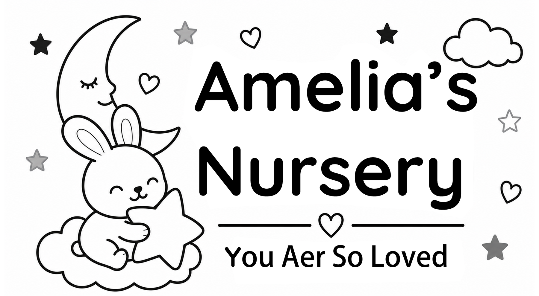 Bunny artwork theme for personalized nursery name sign