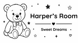 Bear artwork theme for personalized kids room sign
