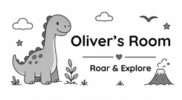 Dino artwork theme for personalized kids room sign
