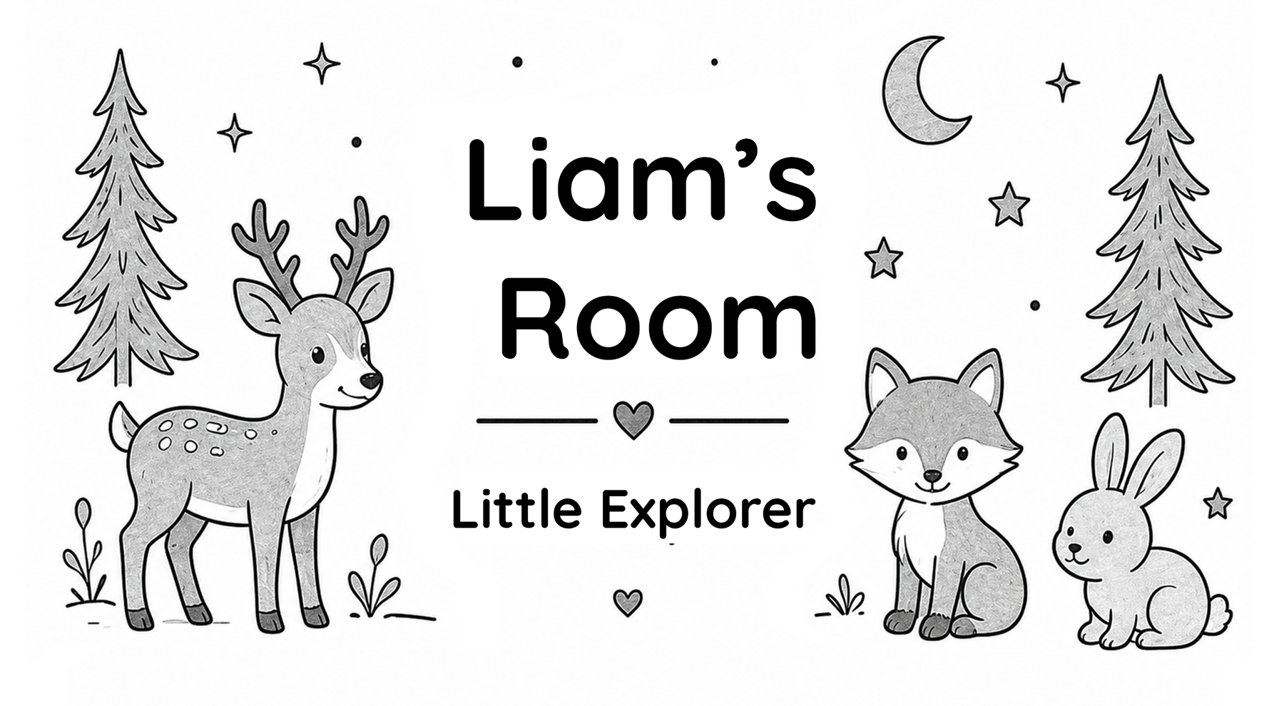 Forest artwork theme for personalized kids room sign