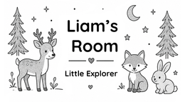 Forest artwork theme for personalized kids room sign