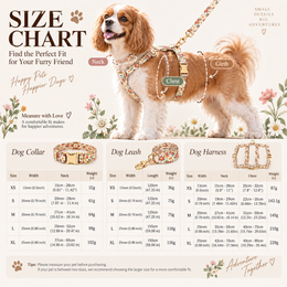 Matching floral dog collar and leash set with personalized bone-shaped buckle