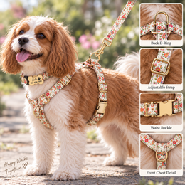 Engraved dog collar set with pet name and phone number on bone buckle