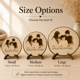 Font choices for custom engraved family photo wood slice keepsake