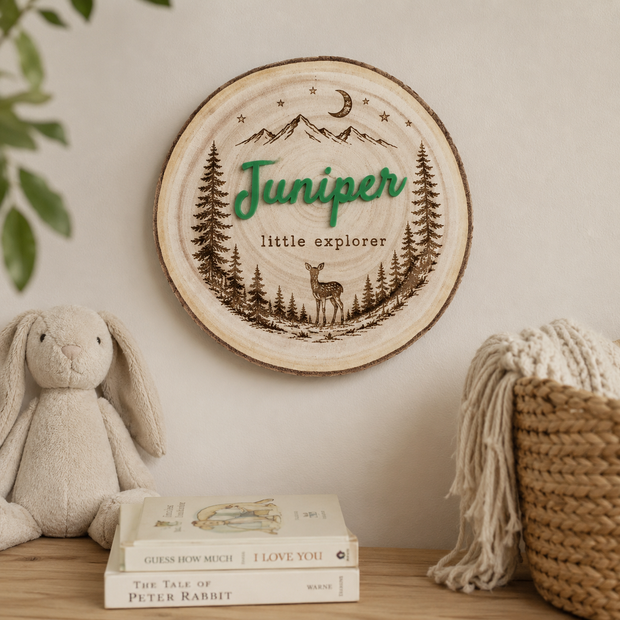 Personalized Kids Room Name Sign | Wood Slice Nursery Door Plaque