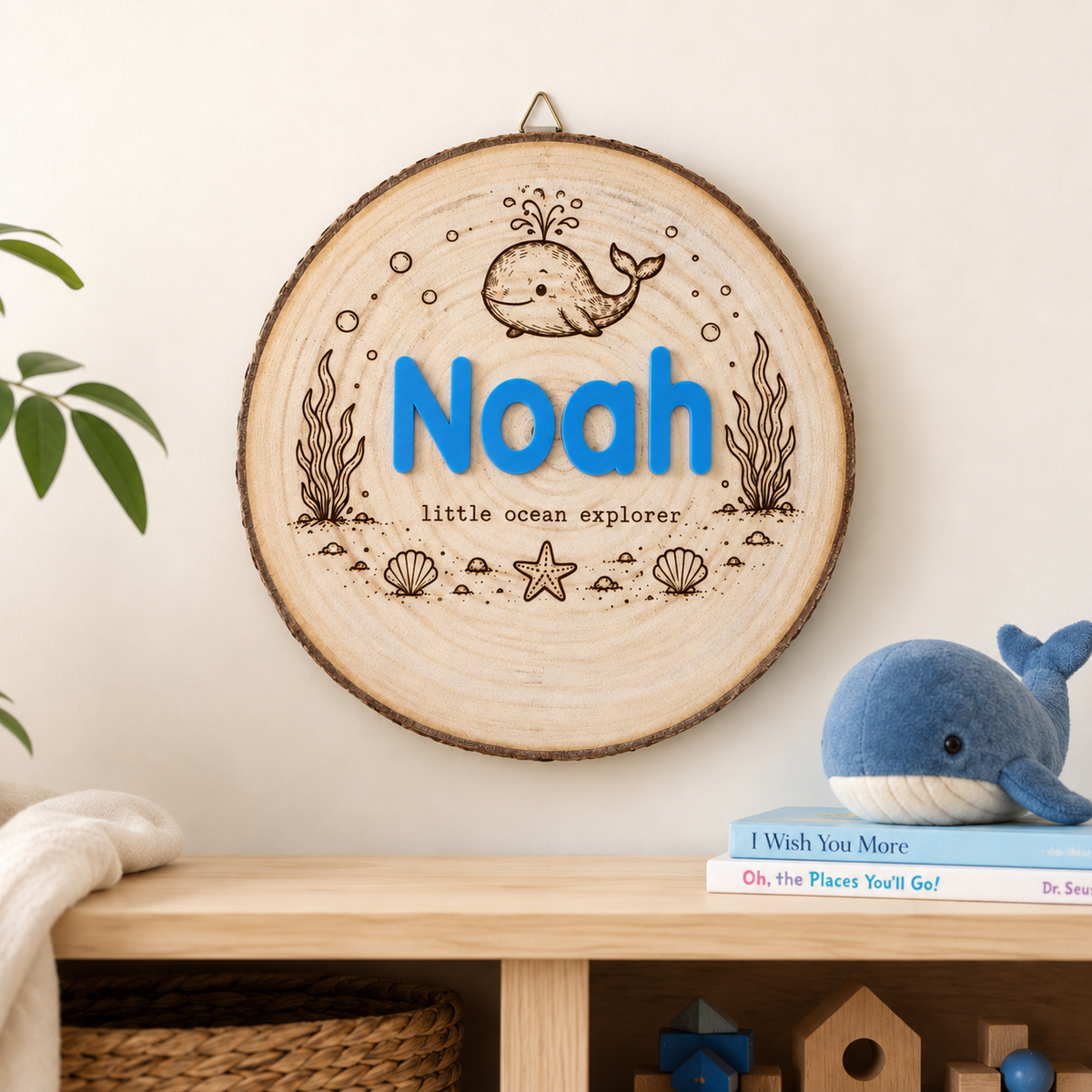 Personalized nursery name sign displayed in a child room setting