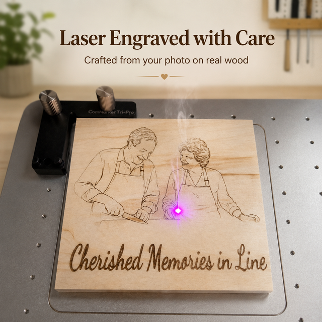 Personalized Couple Photo Engraved Wood Frame Gift