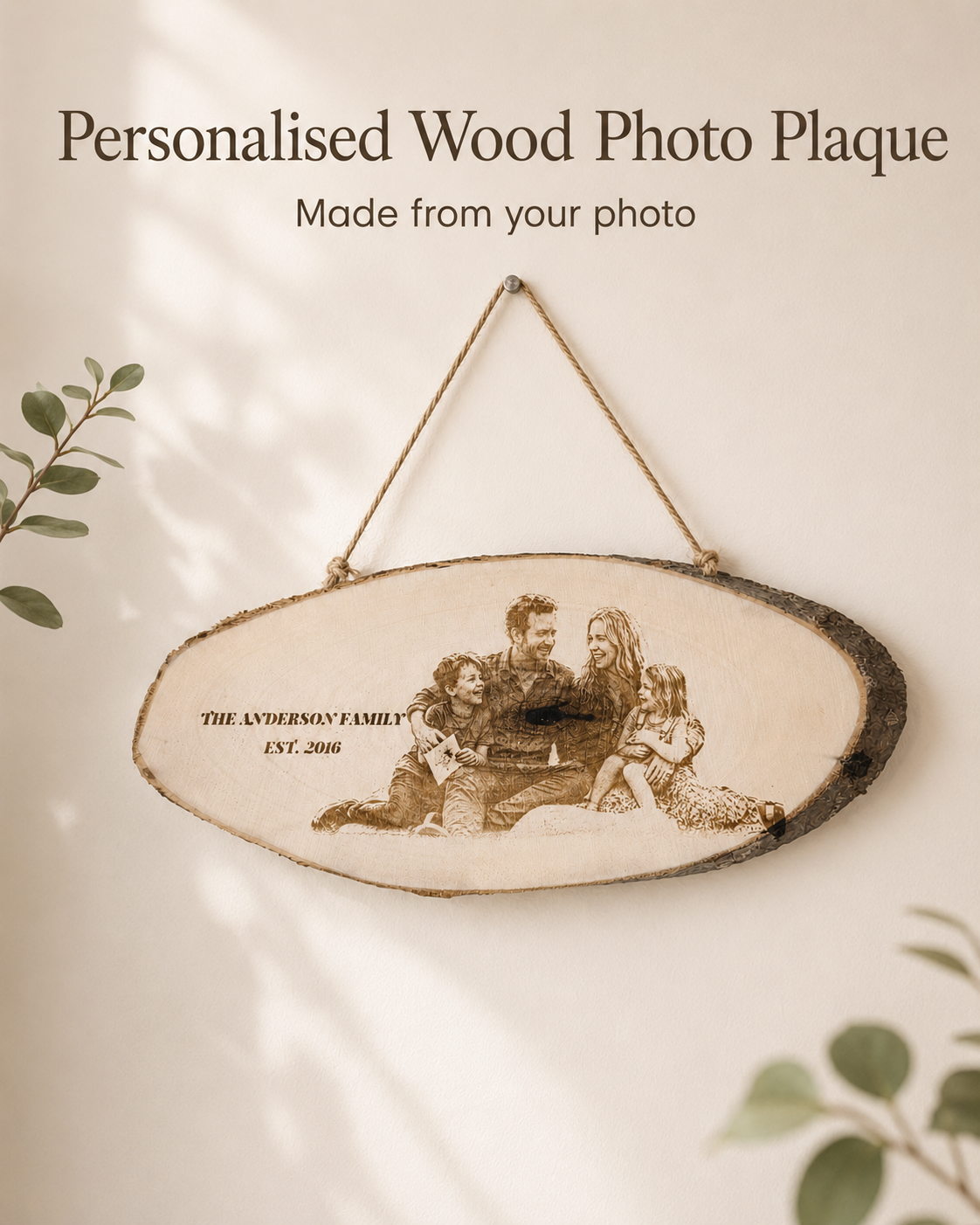 Personalized Wood Photo Hanging Plaque