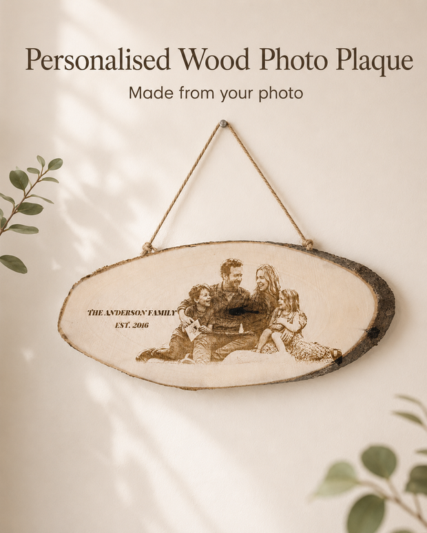 Personalized Family Wood Photo Hanging Plaque