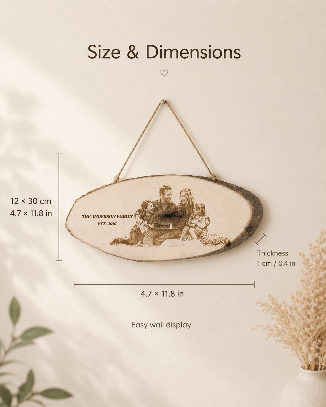 Personalized Wood Photo Hanging Plaque