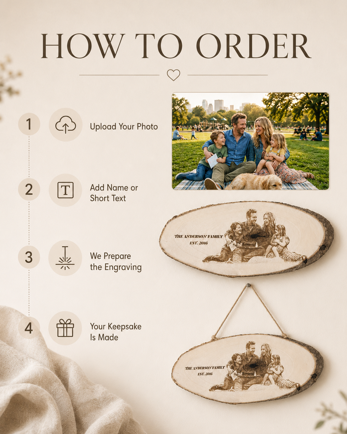 Personalized Wood Photo Hanging Plaque