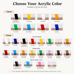 General acrylic color selection chart for personalized kids room name sign