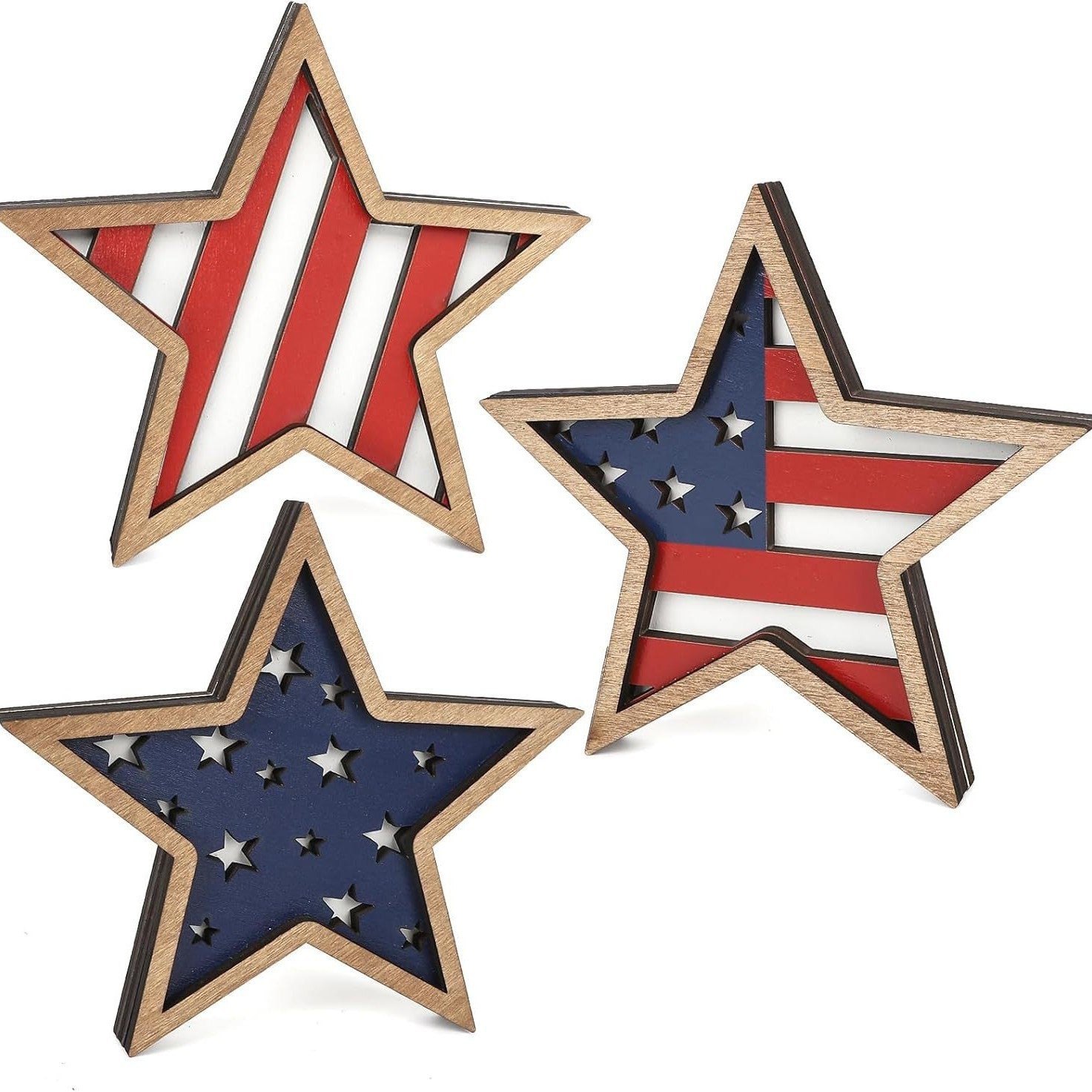 Patriotic Wooden Star Tabletop Decor | Holiday Display