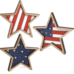 Patriotic Wooden Star Tabletop Decor | Holiday Display