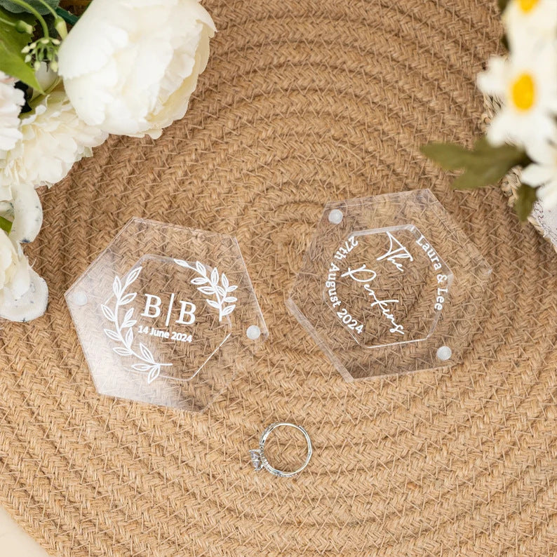 Clear Acrylic Ring Box | Custom Wedding & Engagement Holder