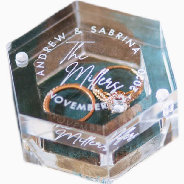 Clear Acrylic Ring Box | Custom Wedding & Engagement Holder