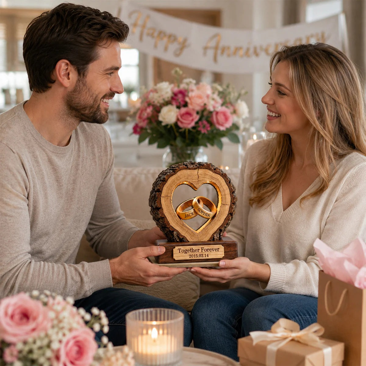 Wooden Heart Tabletop Decor | Couples & Valentine's Gift