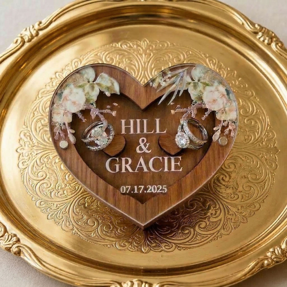 Heart-Shaped Wooden Ring Box | Wedding & Romantic Gift