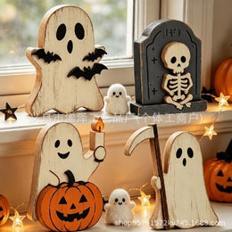 Halloween Wooden Tabletop Decor | Pumpkin, Ghost & Black Cat Sets