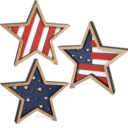 Patriotic Wooden Star Tabletop Decor | Holiday Display