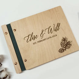 Blank Wooden Cover Guest Book | Rustic Wedding Signing Book