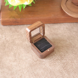 Black Walnut Ring Box with Clear Window | Single or Double Slot