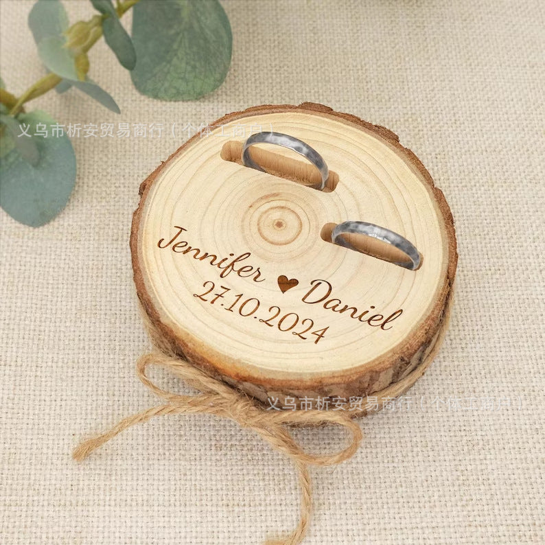 Personalized Rustic Wood Ring Holder for Wedding Rings