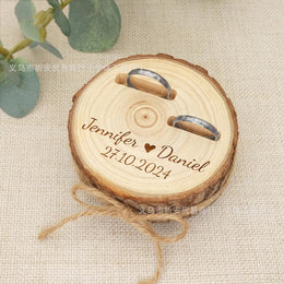 Personalized Rustic Wood Ring Holder for Wedding Rings