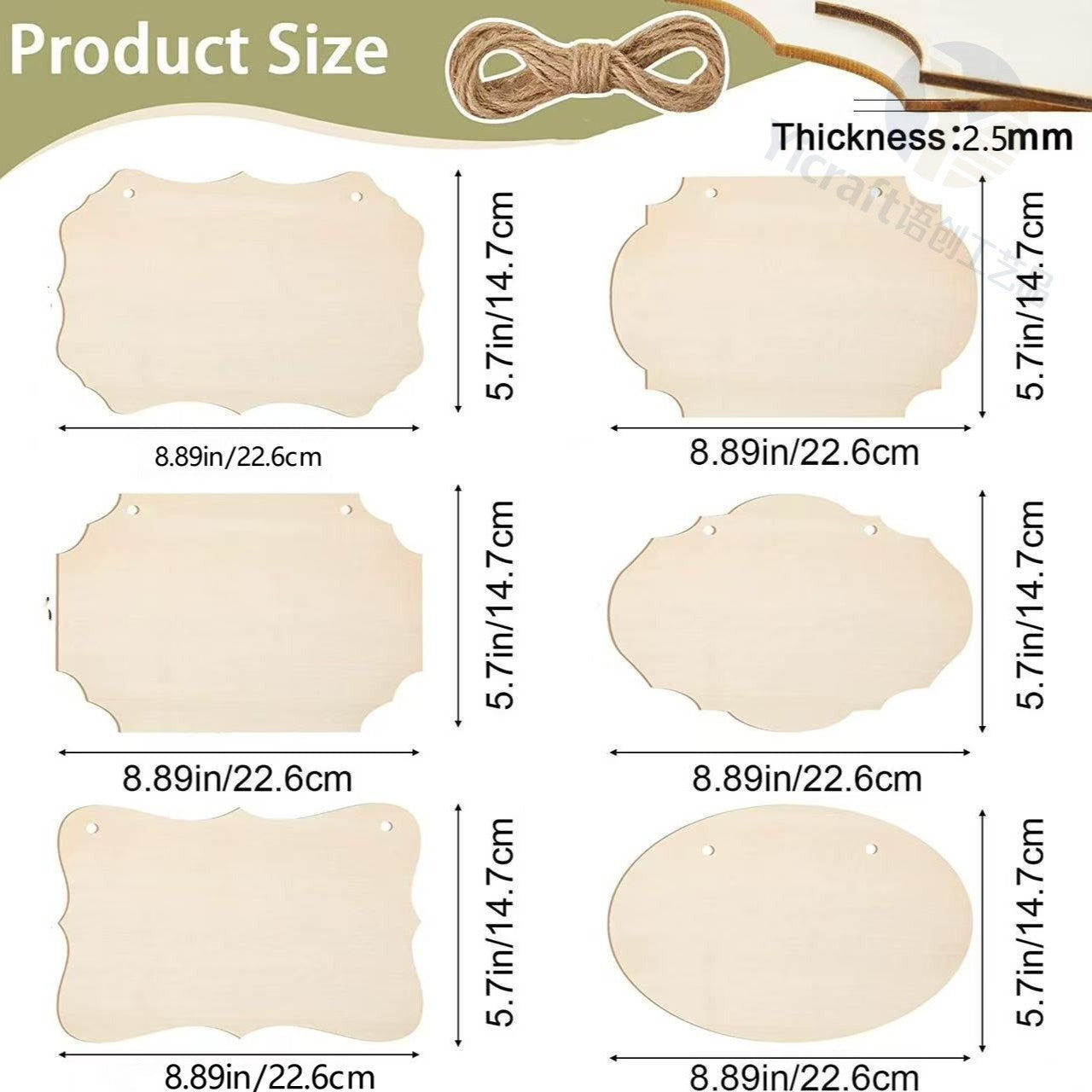 Blank Wooden Hanging Signs in Assorted Shapes for DIY Painting