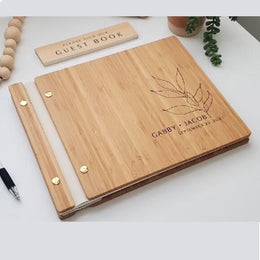 Blank Wooden Cover Guest Book | Rustic Wedding Signing Book
