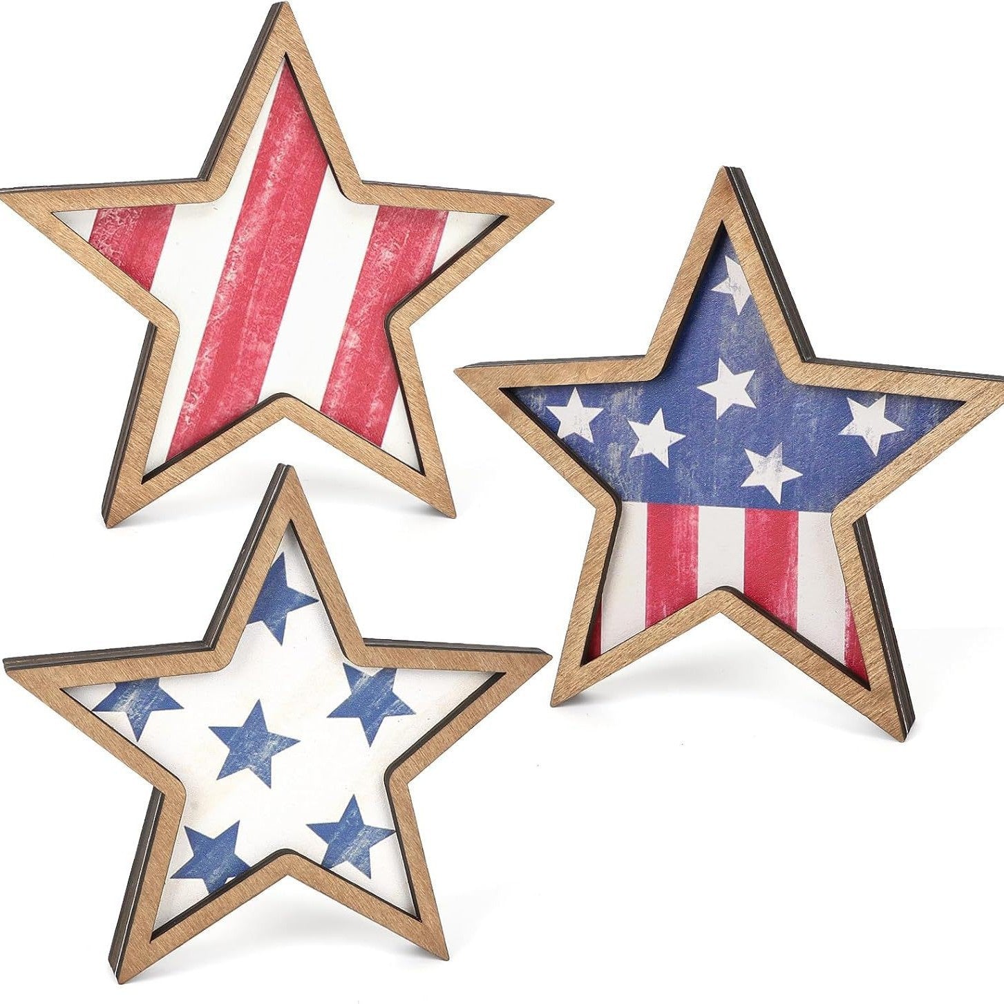 Patriotic Wooden Star Tabletop Decor | Holiday Display