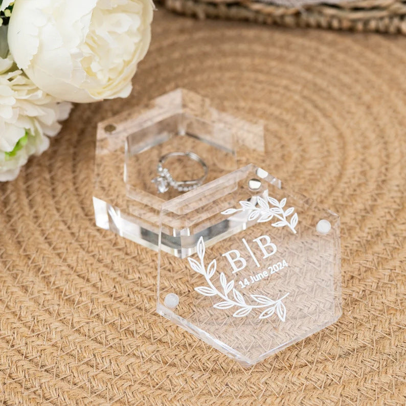 Clear Acrylic Ring Box | Custom Wedding & Engagement Holder