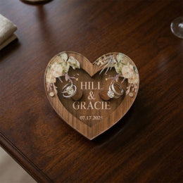 Heart-Shaped Wooden Ring Box | Wedding & Romantic Gift