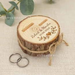 Personalized Rustic Wood Ring Holder for Wedding Rings