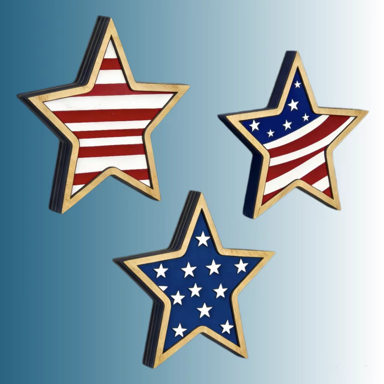 Patriotic Wooden Star Tabletop Decor | Holiday Display