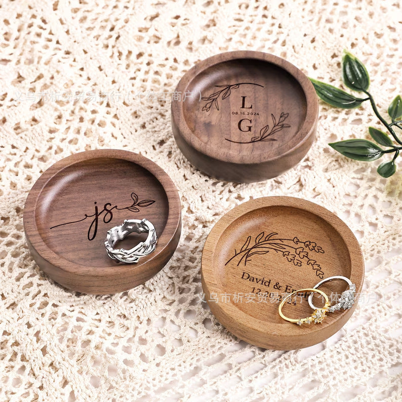 Personalized Wooden Ring Dish & Jewelry Tray | Custom Engraving