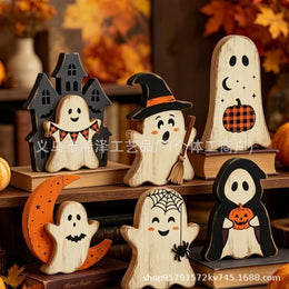 Halloween Wooden Tabletop Decor | Pumpkin, Ghost & Black Cat Sets