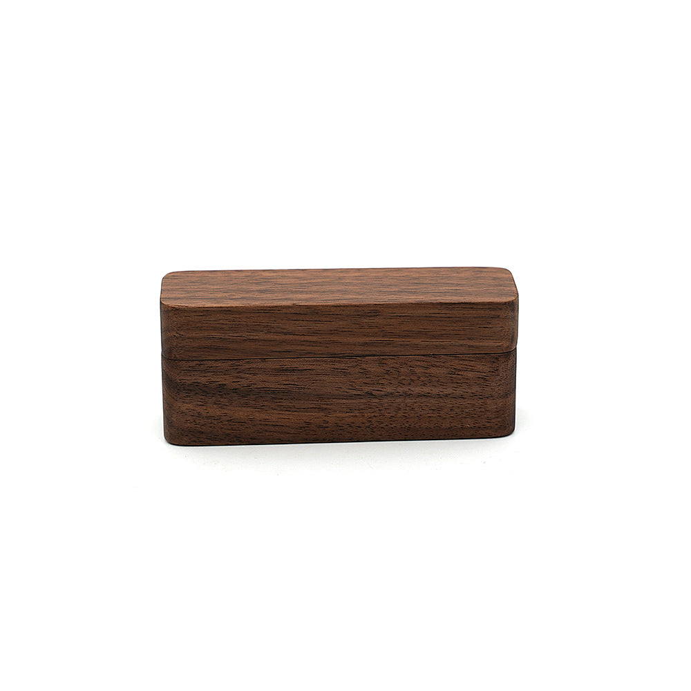 Long Black Walnut Ring Box | Personalized Couple Ring Storage