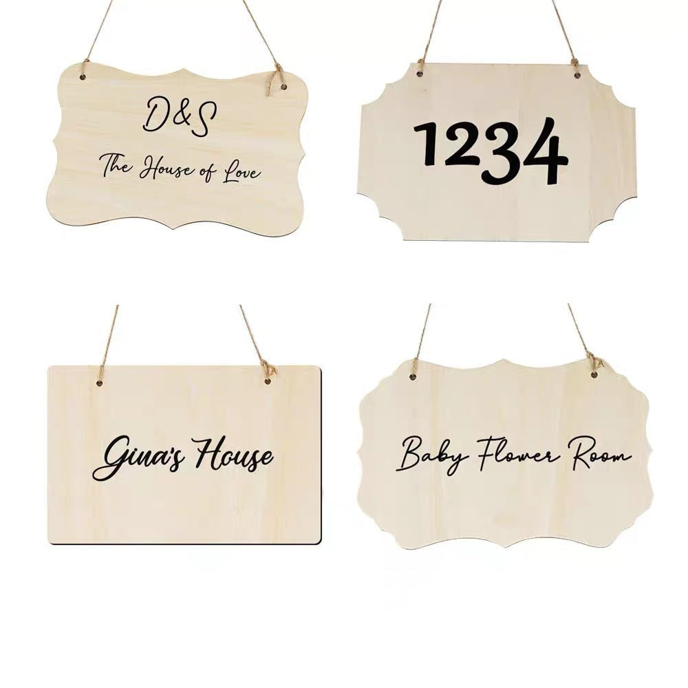 Blank Poplar Wood Door Sign for DIY Painting & Personalization