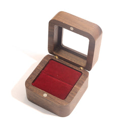 Black Walnut Ring Box with Clear Window | Single or Double Slot
