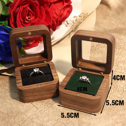 Black Walnut Ring Box with Clear Window | Single or Double Slot