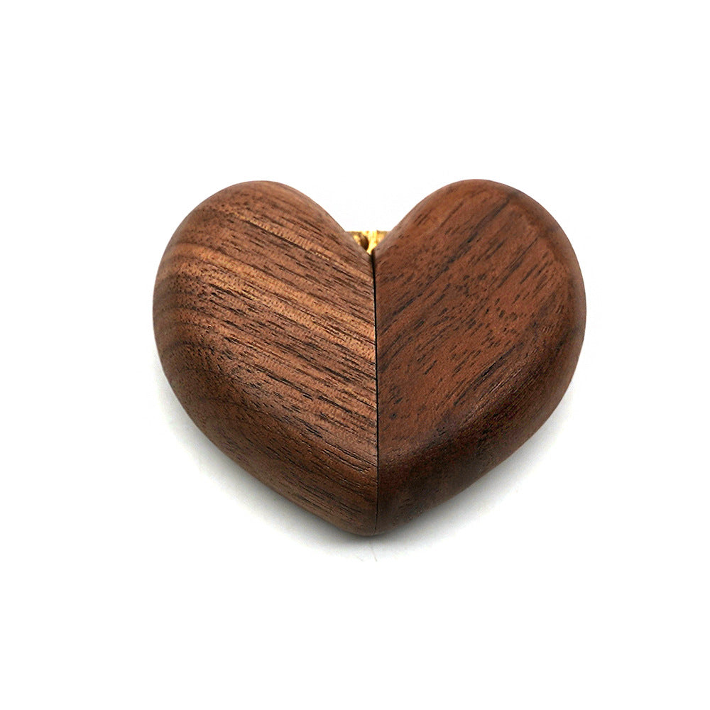 Heart-Shaped Black Walnut Ring Box | Custom Engraving
