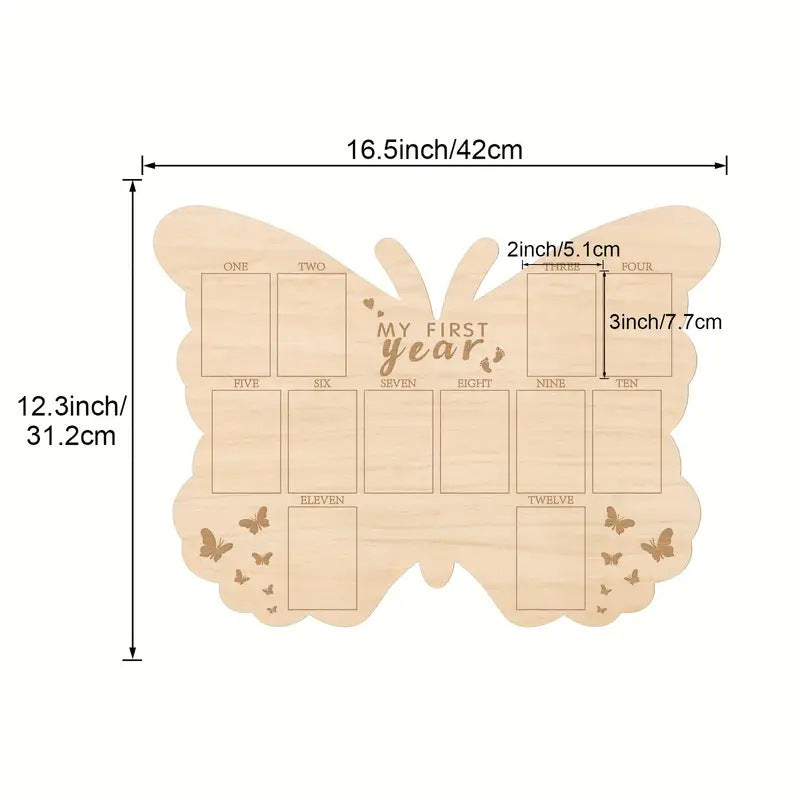 Wooden Baby Milestone Photo Frame for First-Year Memories